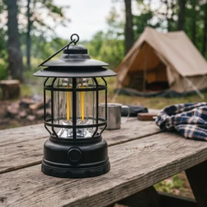 Multifunctional Rechargeable Stepless Dimming Handheld LED Camping Lamp Vintage Portable Lantern