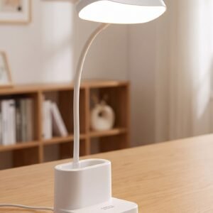 Rechargeable LED Desk Lamp Touch Control 3 Color Brightness 1200mAh 9W Eye Protection With Pen Holder And Phone Stand White-1Pc
